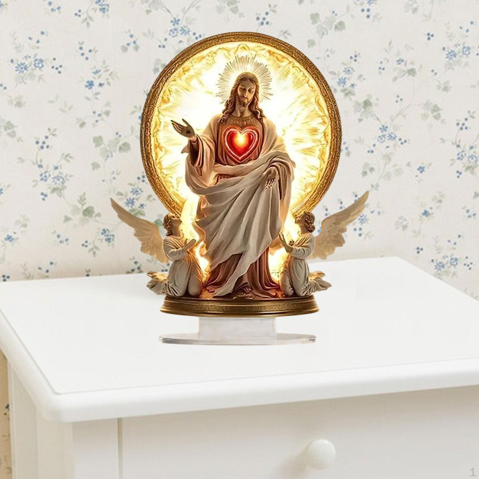 

2D Иисус Святой Фигура Украшения Акриловый Настольный Знак Художественное Произведение Коллекционирование Праздничный Плоский Рабочий Стол Jesus and 2 Angels