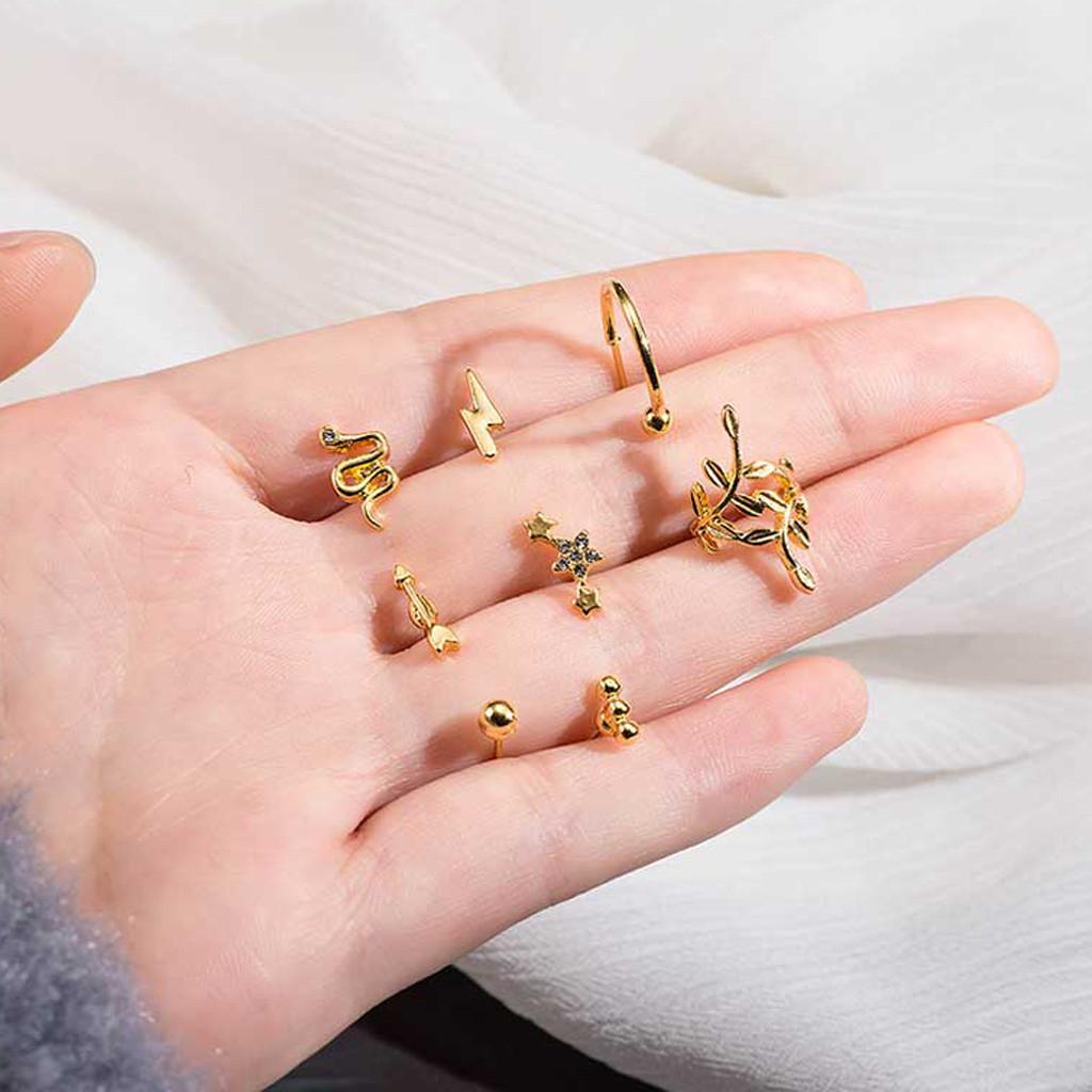 Women Fashion Personality Earrings Ear Eendants Set