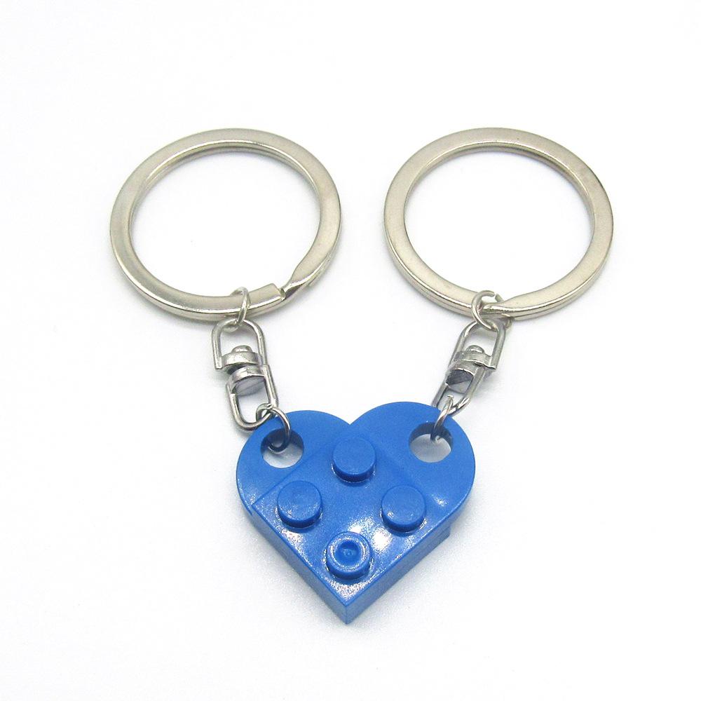 LEGO Heart Puzzle Keychain: European & American Style Building Block for Couples