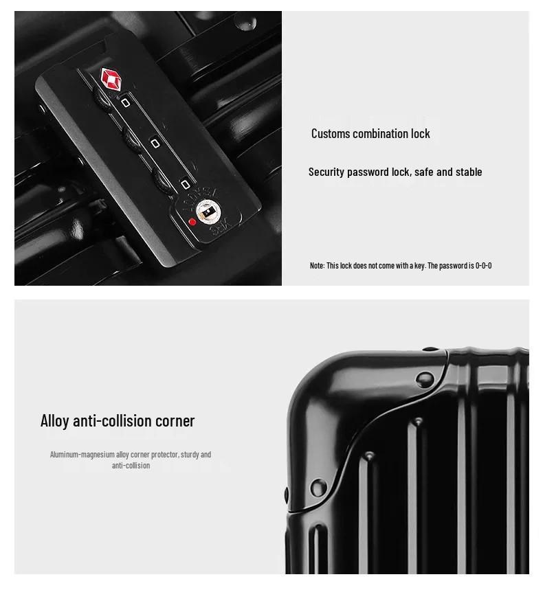 German Aluminum-Magnesium Alloy Suitcase: 20" Carry-On with Universal Wheels for Business Travelers.
