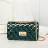 New Women's Bag Fashion Rhombus Glossy Jelly Bag Thick Chain Oblique Span Bag Women's