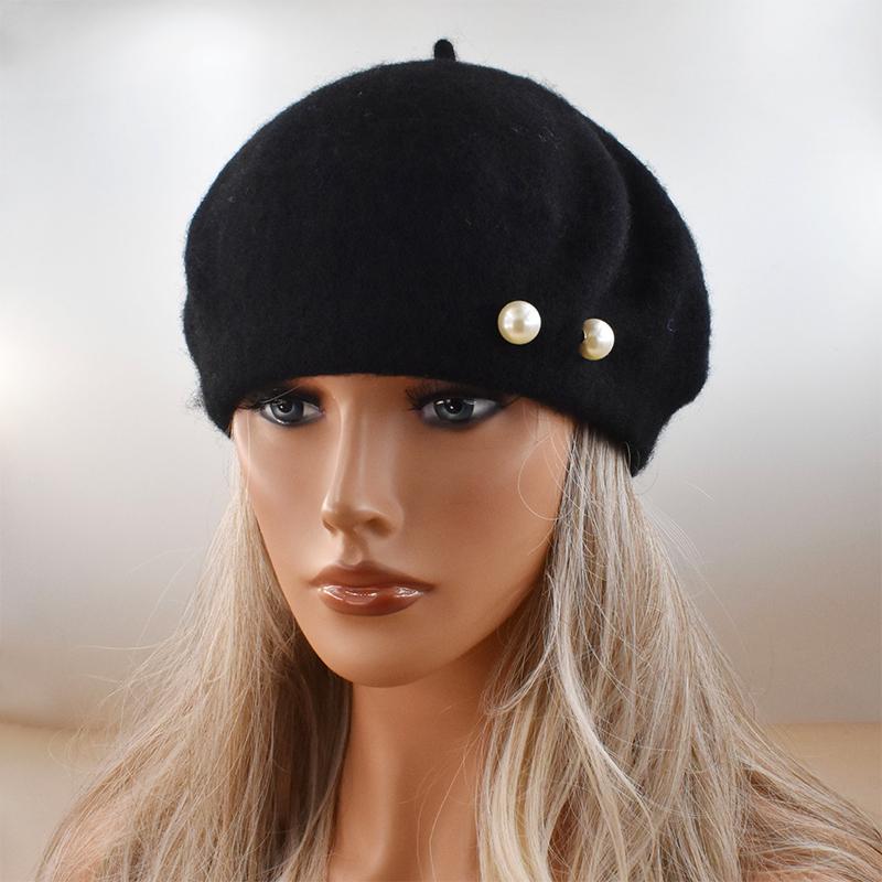 56cm Malířská čepice Lehký Perlový Baret Retro Kšiltovka Vintage Tenká Vintage Vlna Francouzská Dámská Podzimní