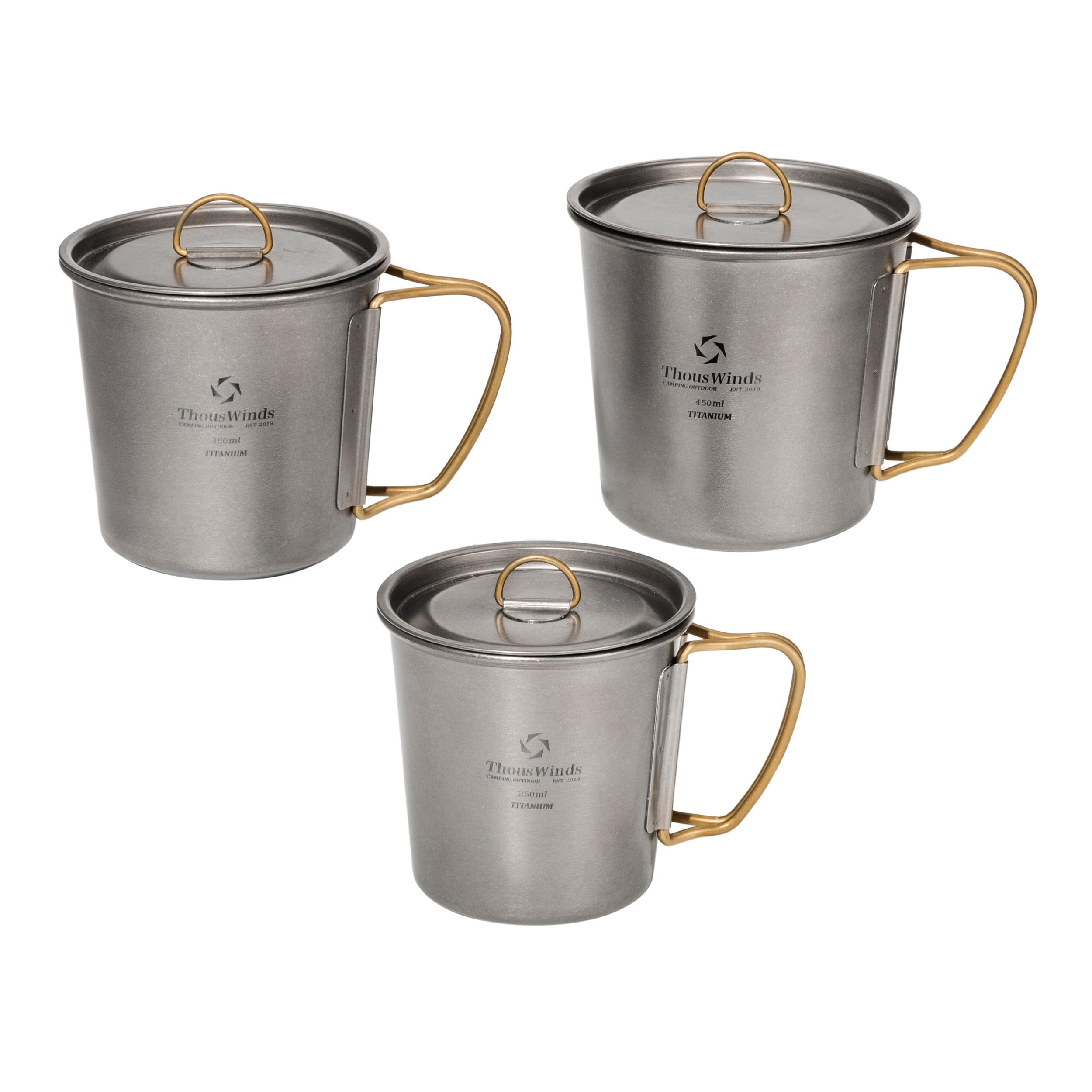 

Thous Winds Titanium Single Outdoor Open Solo Camping Set of Includes Mesh Storage Bag Mugs, Cups, Mugs, Lightweight, Durable, Fire, Stylish, Camping,