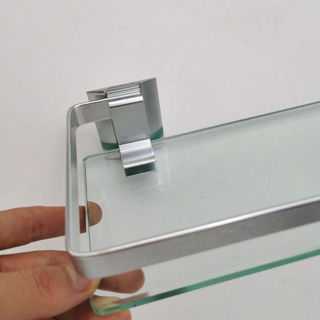 Space Aluminum Glass Shelf - Multi-size, Single or Double Layer Rectangular Bathroom Storage Shelf.
