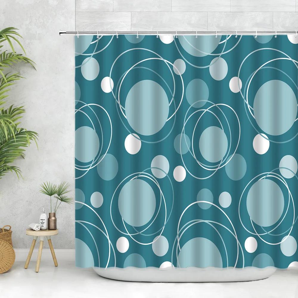 Modern Black Shower Curtain Set With Hooks-Black And White Shower Curtain For Bathroom Fabric Geometric Bath Curtains With Hooks