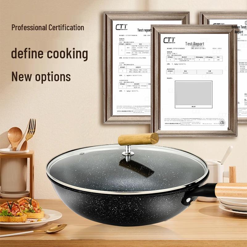 Haolaibao Obsidian Maifan Stein Antihaft-Wok mit Deckel und Dampfeinsatz