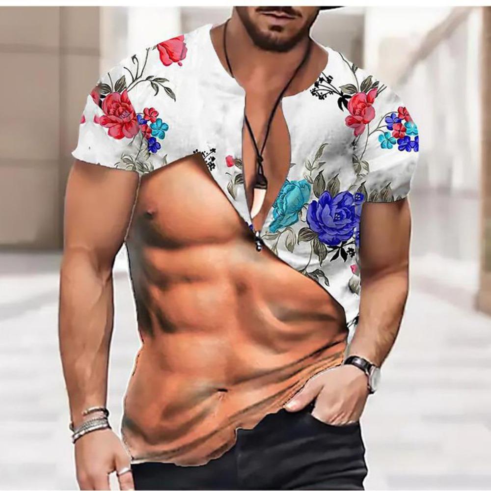 2025 Cross border Foreign Trade New 3D Printed Men's Round Neck Short Sleeve Casual T-shirt