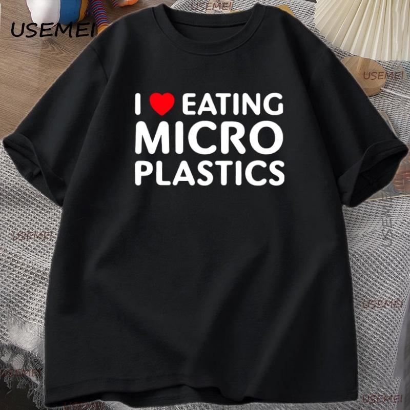 

I Love Eating Microplastics T-shirt Cotton Funny Man Clothes Men s Short Sleeves Graphic T Shirts Streetwear Loose Tees XXXL чёрный
