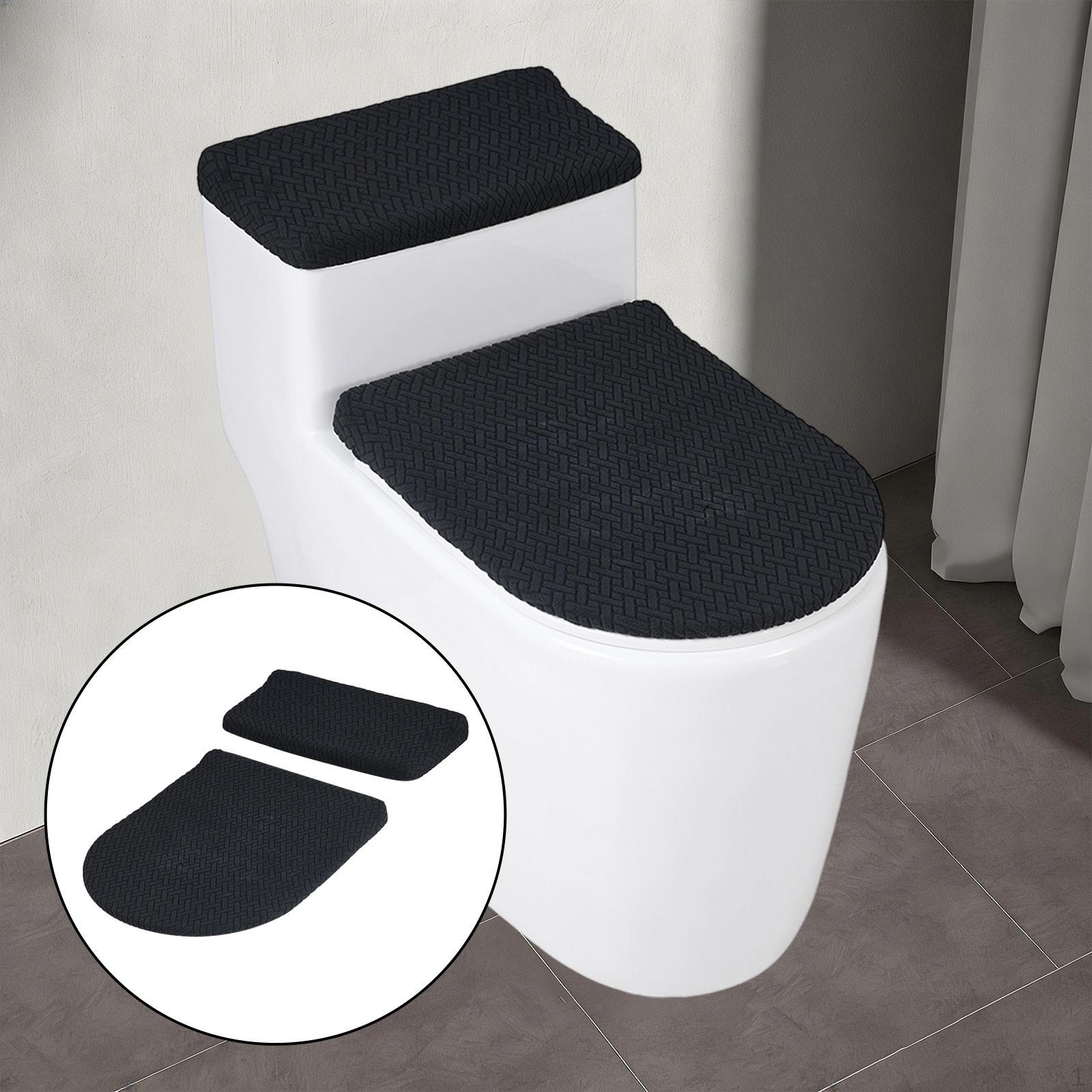 

Чехол на крышку унитаза и бачок Набор чехлов для унитаза для ванной Комфортный стрейч чёрный