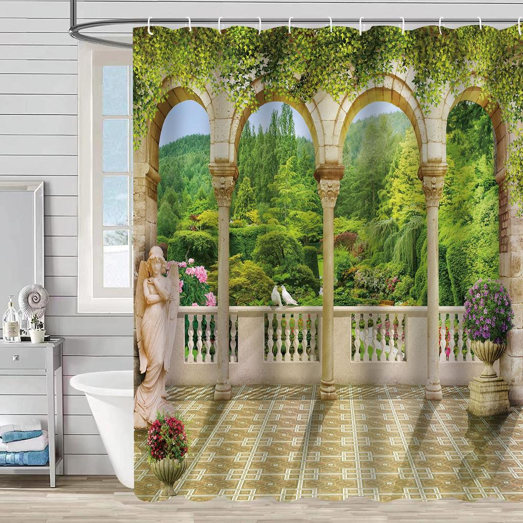 Duschvorhang Wasserdicht Und Schimmelresistent Digitaldruck Ländliche Landschaft Duschvorhang Badezimmer Duschstoff Trennvorhang Stanzfrei