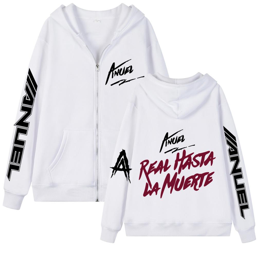 2023Anuel AA Zipper New Printed Hoodie Sweatshirt Jacket REAL HASTA LA Muerte Casual Sportswear Unisex's and Women's Anime Pullover
