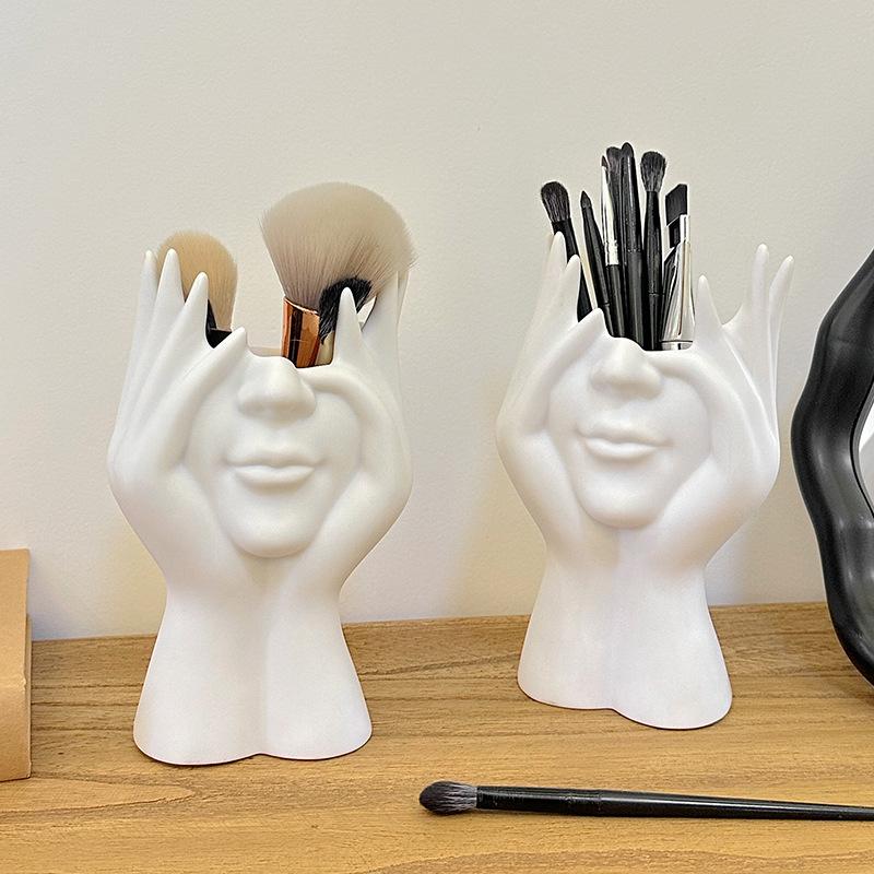 Resin Boho Feminist Decoration Body Vase Head Vase Vintage Makeup Brush Holder Makeup Organizer Idealized for Home Decor