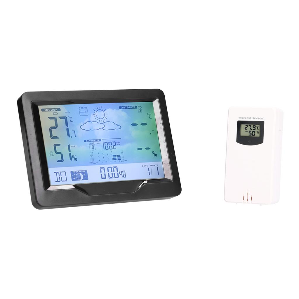 Color Screen Wireless Weather Clock Thermometer Hygrometer Electronic Clock with Calendar