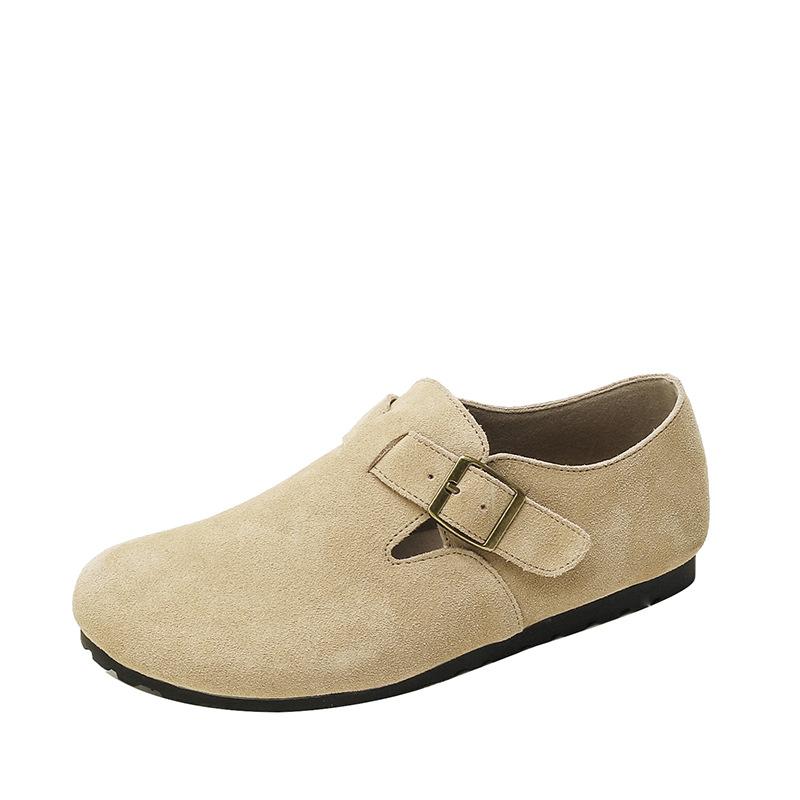 [] Leather Version~ Retro Leather Inner Height Increase Mao Mao Single Shoes Women's Bag Head Half Drag