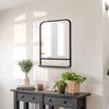Wall Mirror with Metal Frame, Rounded Edges, 1 Shelf, 70 Cm X 10.2 Cm X 50 Cm, Black + Silver