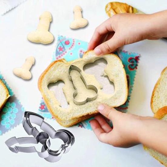 3Pcs/Set  Cookie Cutter Reliable Non-stick Stainless Steel Creative Penis Shape Biscuit Mold for Kitchen