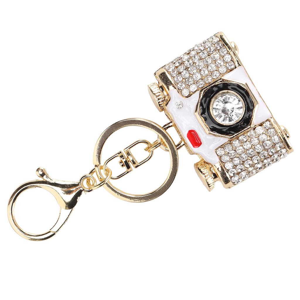 Key Ring CameraShaped with Rhinestone Decoration Keychain Craft Small Gift Pendant Bag Ornament