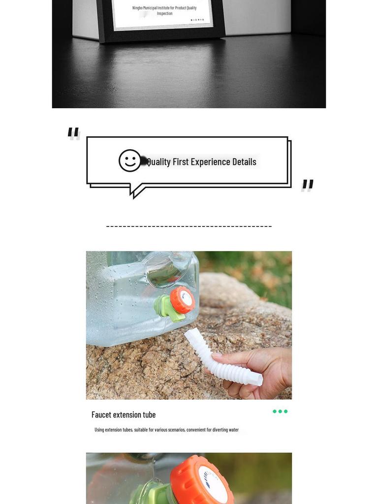 Transparent Outdoor Camping Water Bucket with Faucet and Lid - Food Grade Square Storage Container for Drinking Water