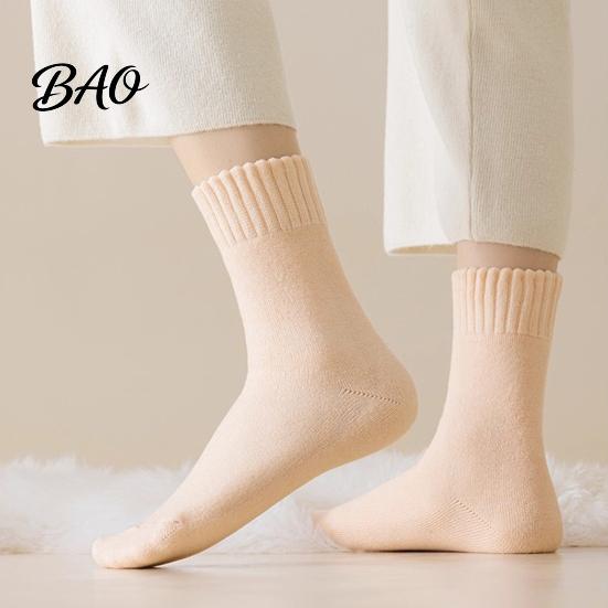 Non Binding Elastic Comfort Socks Women Thickened Winter Socks, Solid Color Mid Calf Thermal Fleece Lined Cozy Fuzzy for Snow Boots Crew Cold Weather,