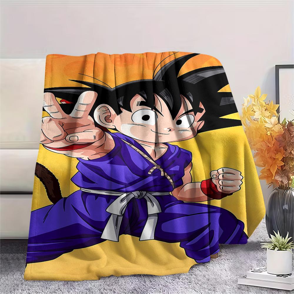 Flanelová deka s potiskem postav z Dragon Ball, Vysoce kvalitní, Pohodlná pro všechna roční období, Domácí dekorace, Teplo a pohodlí, Perfektní jako vánoční dárky