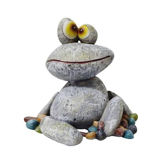 Garden Frog Statue, Cartoon Frog Figurine, Waterproof Resin Animal Sculpture for Yard Patio Lawn Decor