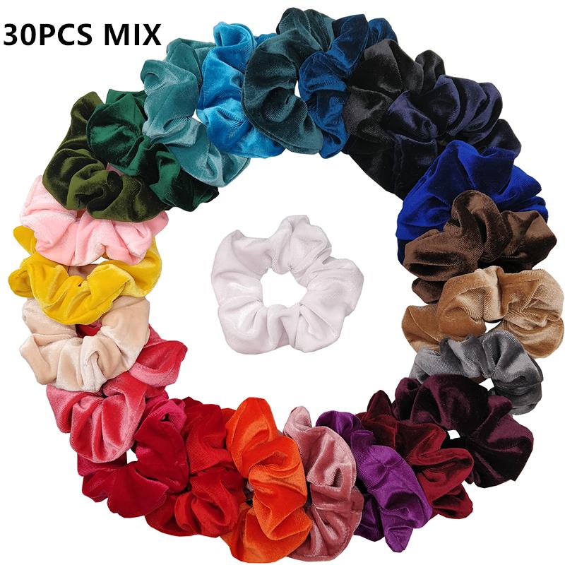 50/40/30 Stück/10 Stück Haargummis für Frauen Mädchen Plüsch Elastisches Band Gummiband Weihnachten Weihnachtsmann Accessoires Flauschiger Kunstpelz Satin