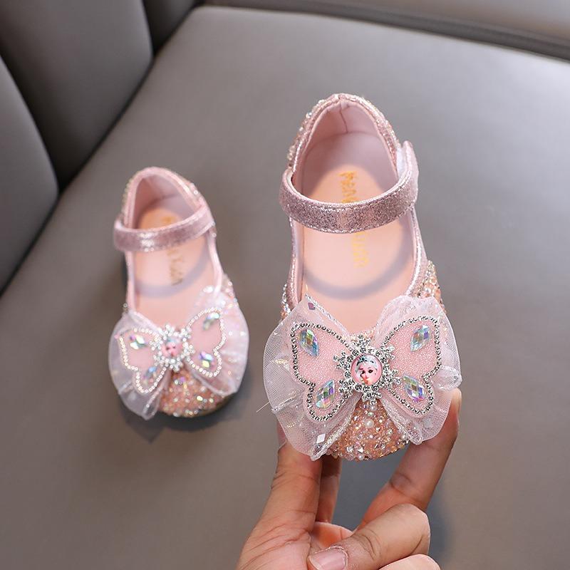 Autumn New Style Ladylike Baby Girl Girls' Princess Rhinestone Flat Shoes, Leather Shoes, Dance Performance Shoes