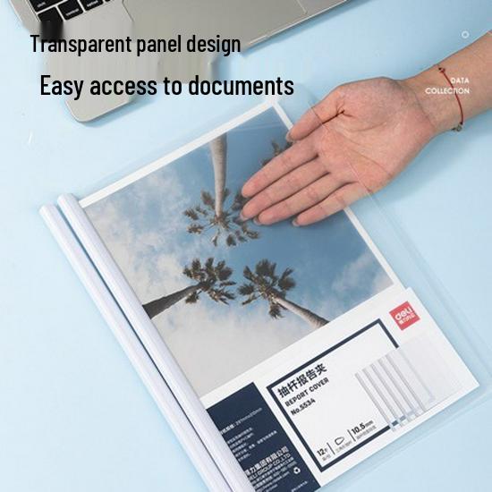 Deli 5534 A4 Transparent Pull-Rod Report Folder