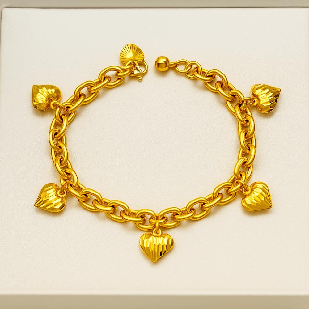 with Bell Hollow Peach Heart Bracelet Handmade Wedding Charm Bangle  Female Lady Girl