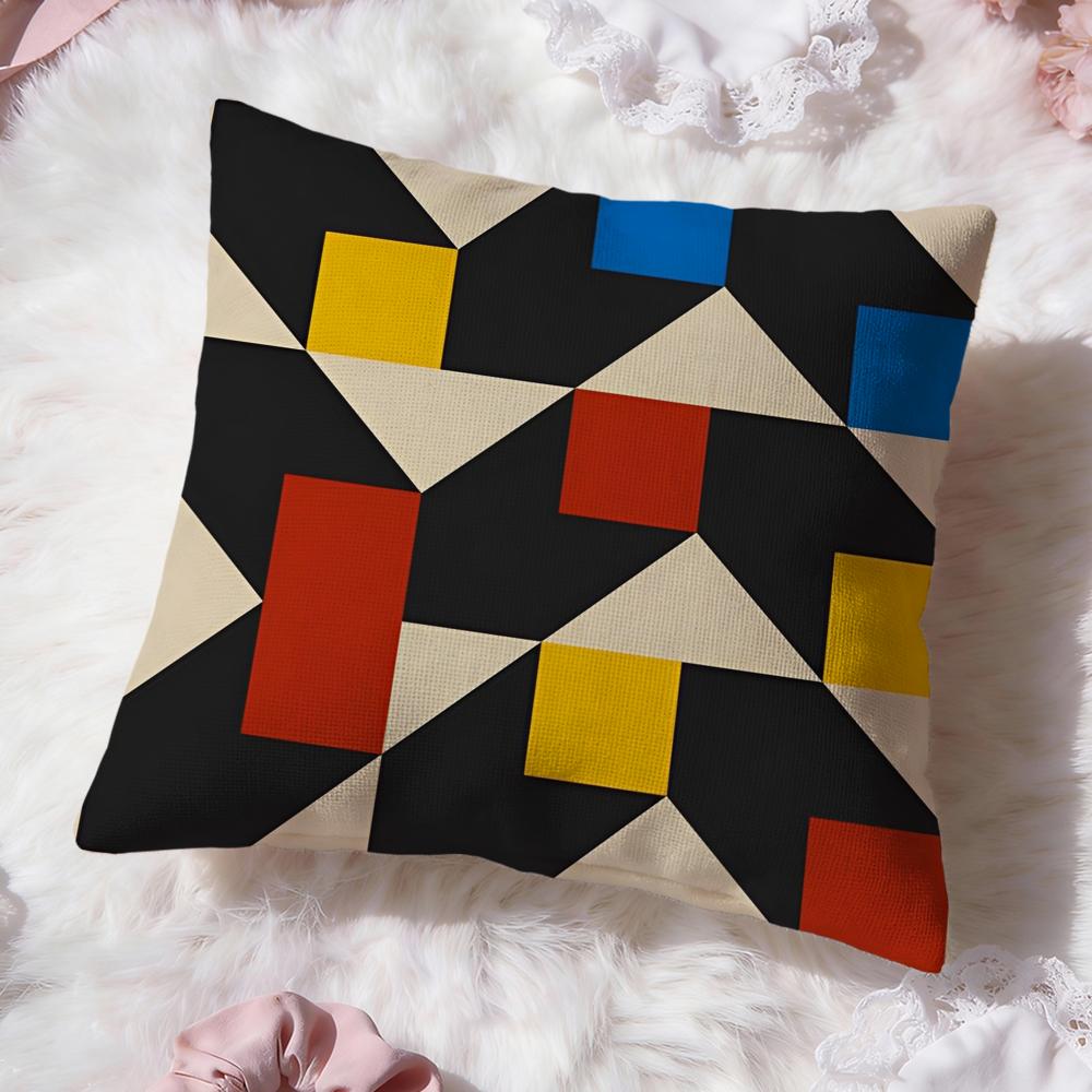 Abstract B-Bauhaus Geometry Cushion Cover Premium Comfort Reversible Pillow Cove -Two In One Design for Any Room & Car Interior