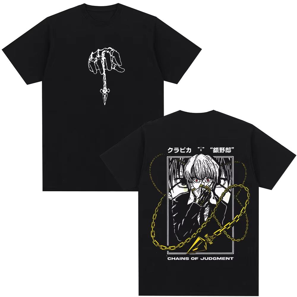 Anime Hunter x Hunter Killua Zoldyck Print T-shirt, Unisex Retro Pure Cotton Loose Casual T-Shirt 4XL