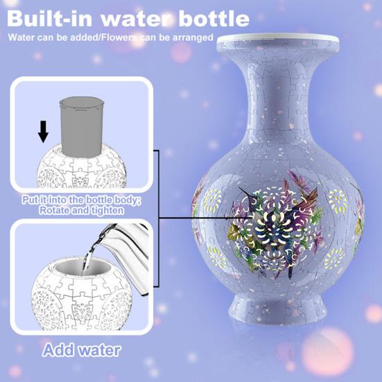 Lighted 3D Puzzle Vase 200 Pieces of Puzzle Vase Decorative Vase with Light Puzzle Art Project for Stress Relief Housewarming Home Decoration