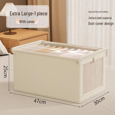 Oxford Cloth Foldable Storage Bins with Lid and Window (Set of 4)