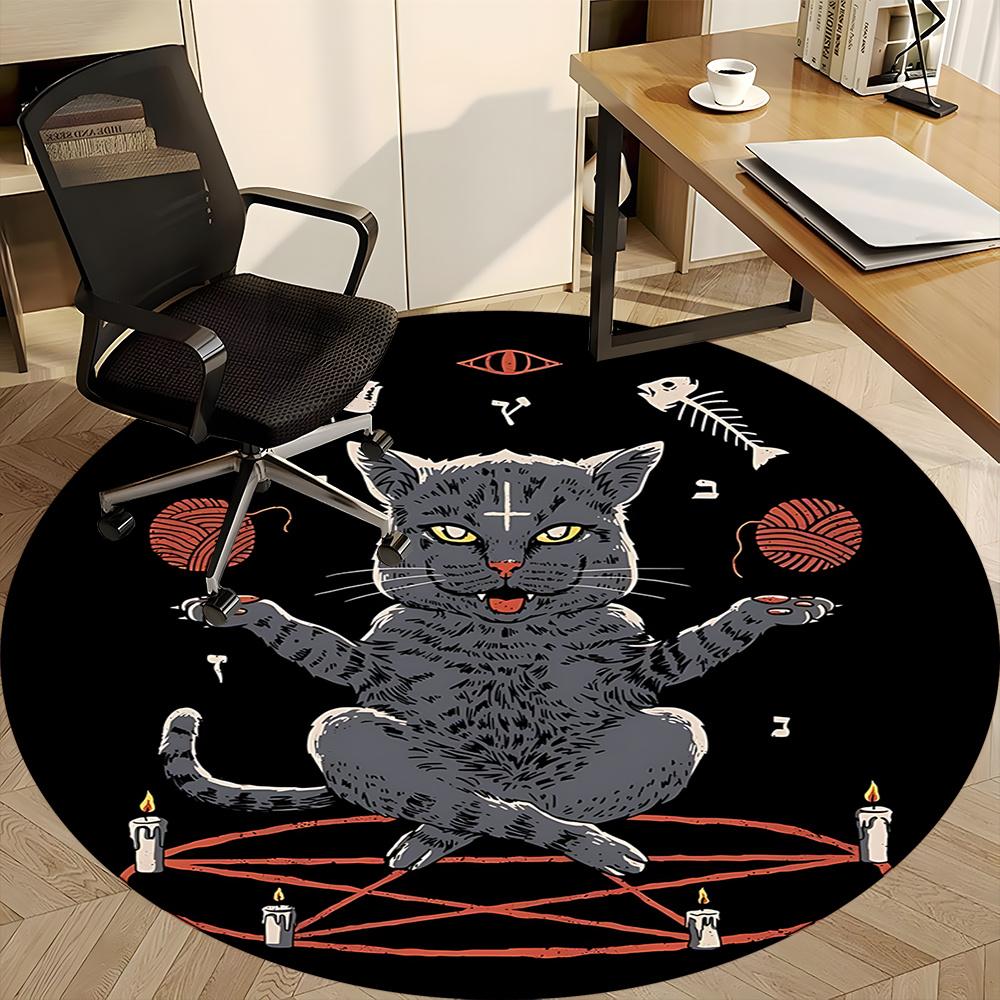 1pc Witchcraft Paganism Office Round Area Rug, Indoor Mat Suitable ForOffice, Under Office Chairs Bedroom Living Room Home Decor, Room Deco U18