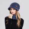 2Stk/Set Damen Wintermütze Schal Set Einfarbig Elastisch Verdickt Ohrenschutz Strickmütze Winddicht Halstuch Set
