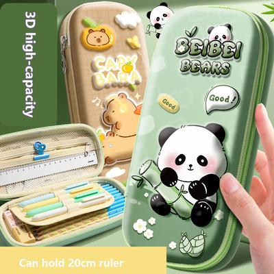 3D סטריאו חמוד Capybara קלמר עמיד למים עמיד למים ציוד לבית ספר לתלמידים תיבת אחסון פגז קשיח נרתיק דחיסת