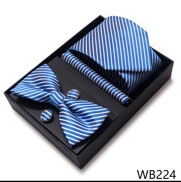 Men'S Business Dress Party Tie Gift Box Fashion Tie Square Scarf Combination Set Tie Bow Tie Set