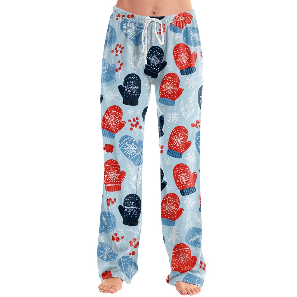 Women's Christmas Print Loose Fit Casual Pants for Holiday