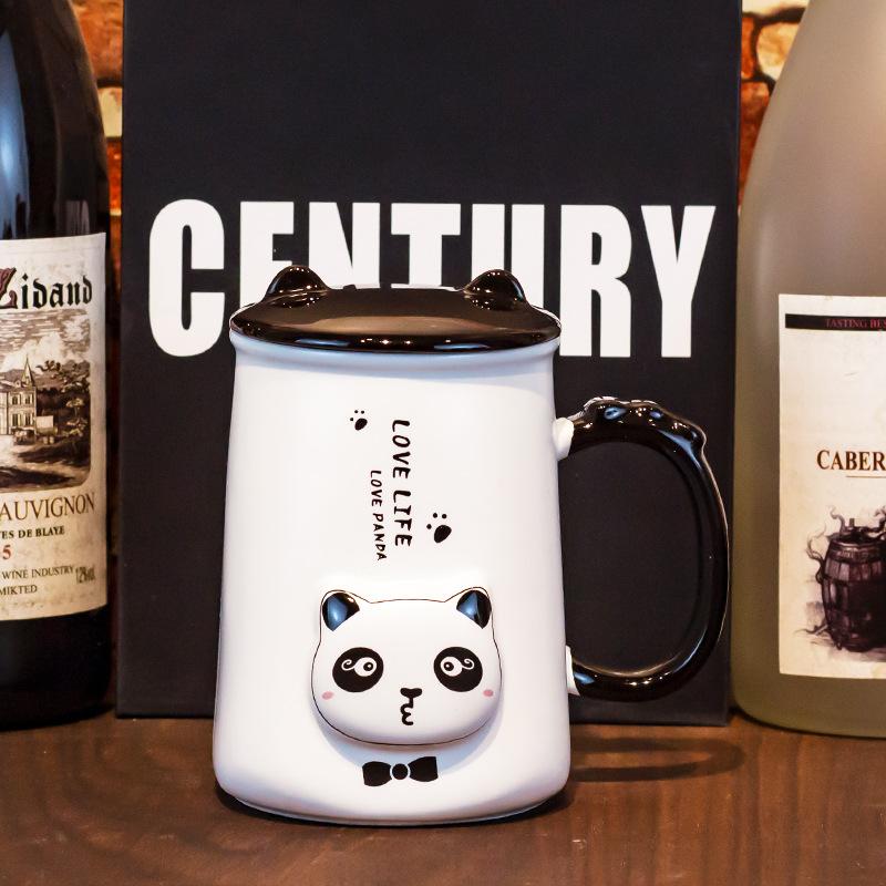 Kaninchen-Keramiktasse mit Deckellöffel, süße Tasse für Mädchen, hochwertiges Aussehen, Frühstück, Schlafsaal, Getränk, Paartasse, Geschenk, Heimdekoration