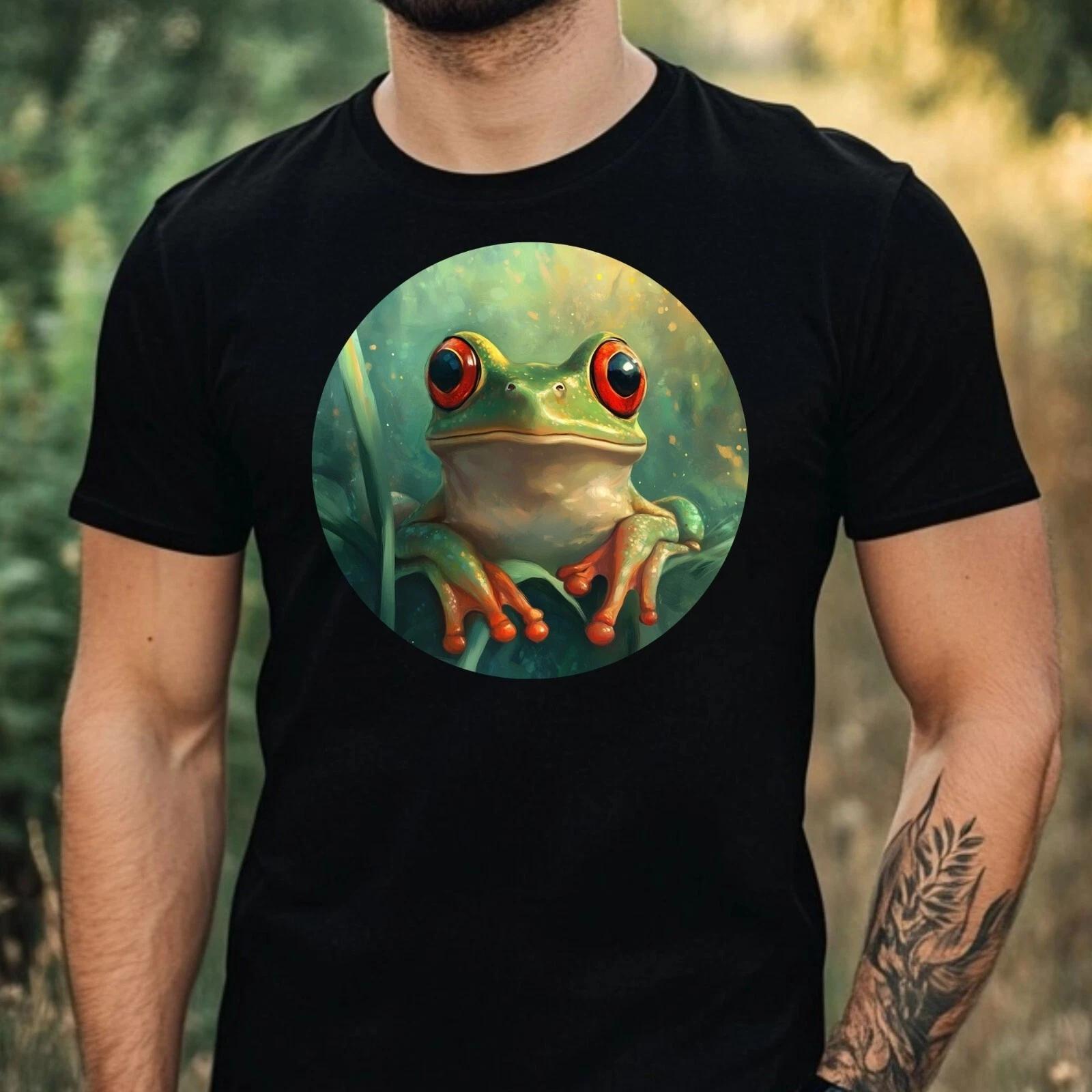 T-Shirt Herren Frosch Portrait Motiv Baumwolle Größe XS bis 5XL XXL