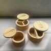 Round Container Bamboo Seasoning Storage Box Magnetic Swivel Lid Spice Jar Cooking Tool