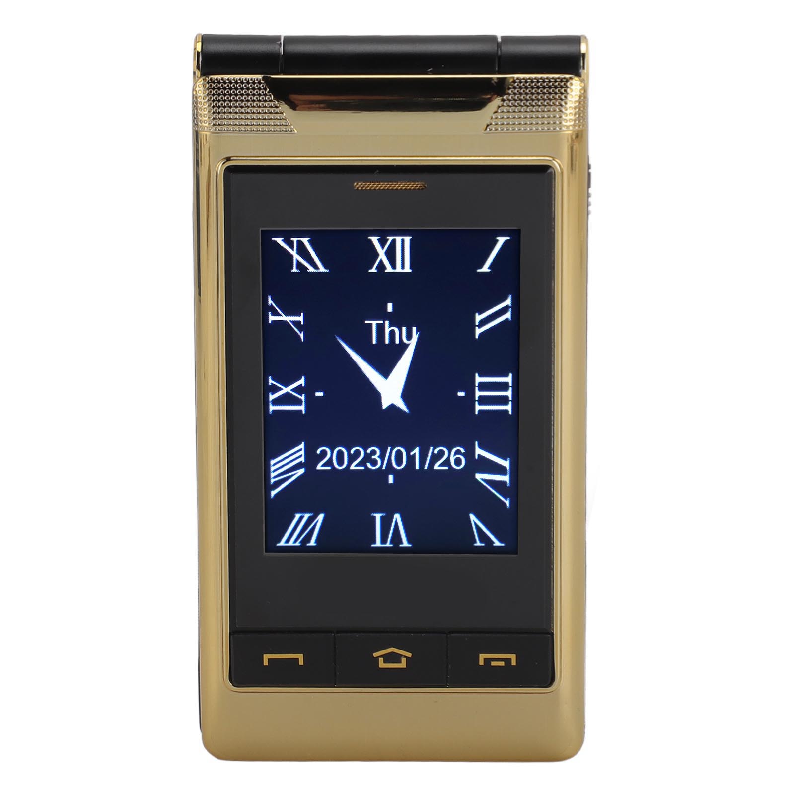 

Старший раскладной 4G мобильный телефон с большими кнопками, высокой громкостью, двумя экранами, двумя SIM-картами, двумя режимами ожидания, 5900 мАч золотой