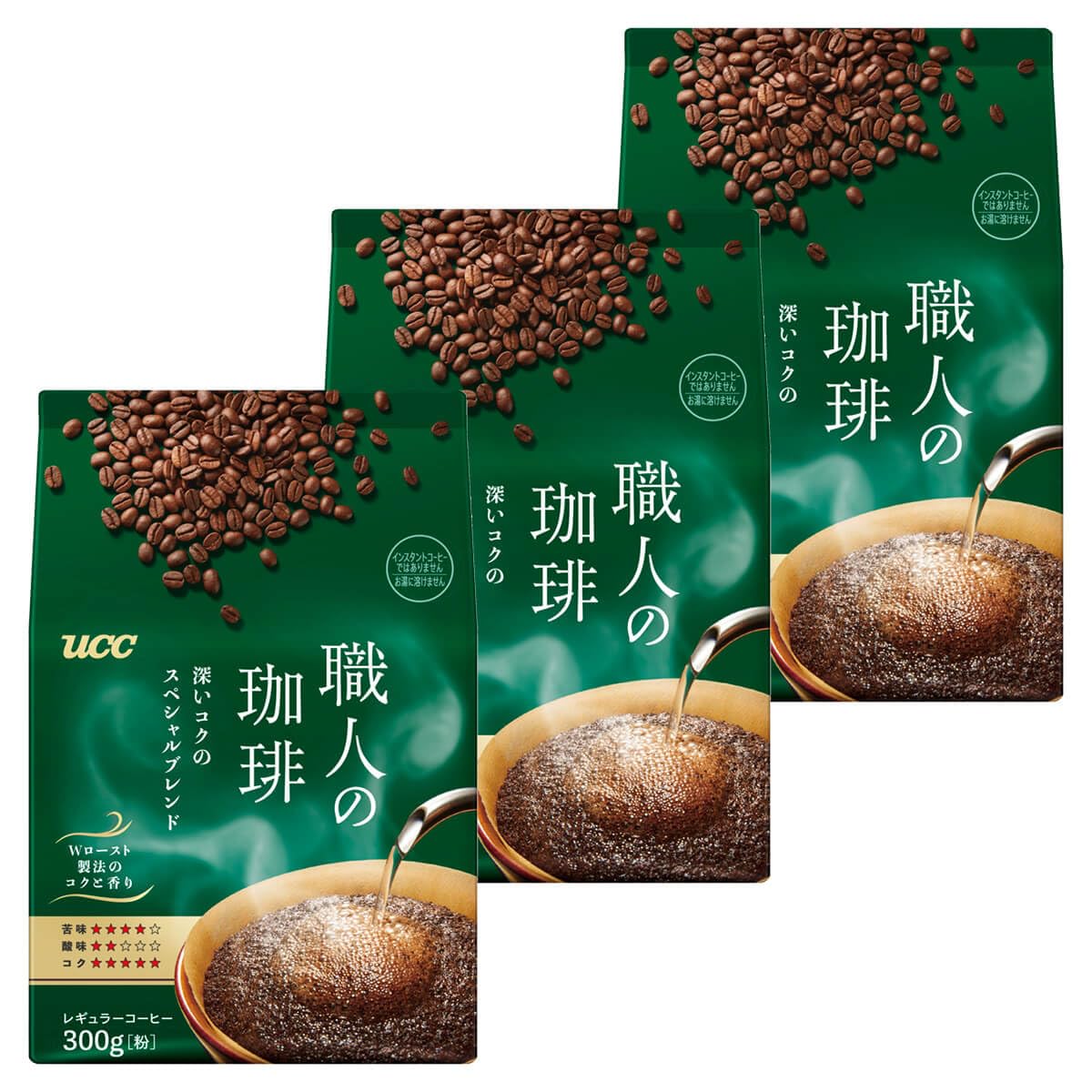 

UCC Artisan Coffee, Насыщенный, Специальный бленд, 900г (300 г х 3 пакета), Обычный кофе (Земля), Молотые зерна, Обжаренные