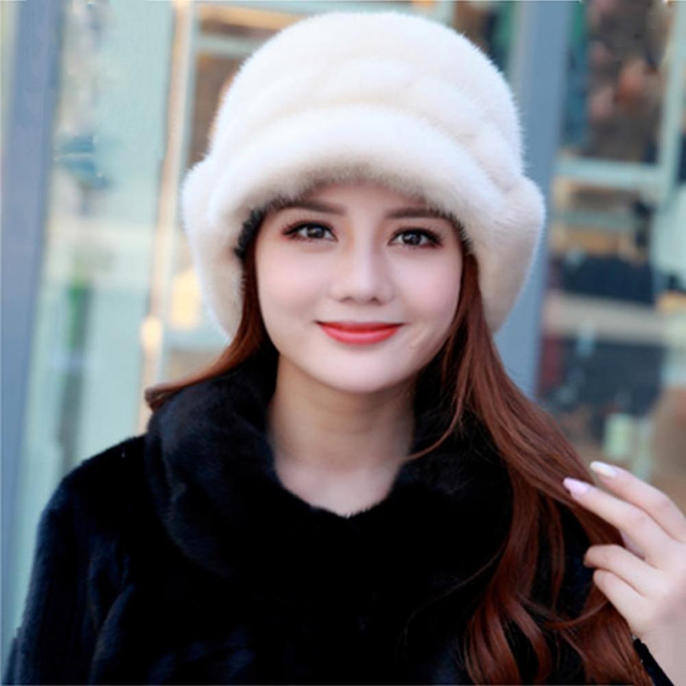 New Winter Mink Hat for Women Mink Fur Hat Whole Mink Fur Hat Ear Protection Duck Tongue Wheat Ear Mink Fur Hat