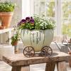 Retro Pumpkin Cart Planter, Decorative Metal Flowerpot with Drainage Hole, Stylish Plant Pot for Indoor Outdoor Home Garden Balcony Office Decor