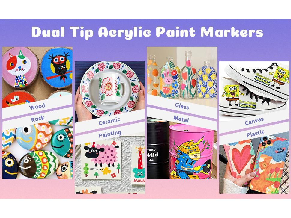 Dudu Pen Double-Headed Acrylic Marker for Kids - Large Capacity, Quick-Drying, Water-Based.