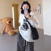 2026 Summer Maternity Set: Loose One-Shoulder Cotton Tee + Plaid Pants