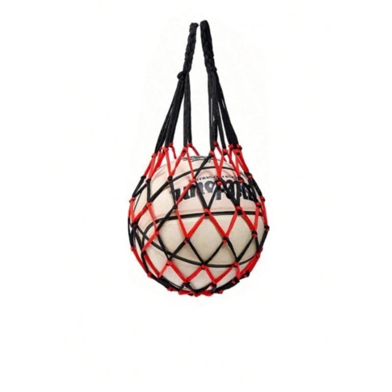 

1pc Portable Hanging Sports Ball Storage Bag | Basketball Net Bag, Volleyball Football Mesh Holder | Single Ball Carry Organizer Red and Black Net Bag&one-size разноцветный