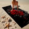 Rote Rosen auf schwarzem Hintergrund Strandtuch, Superweiche Mikrofaser, Geschenk für Sie/Ihn, Geburtstag, für Pool, Strand, Reisen, Heimdeko Fan-Geschenke