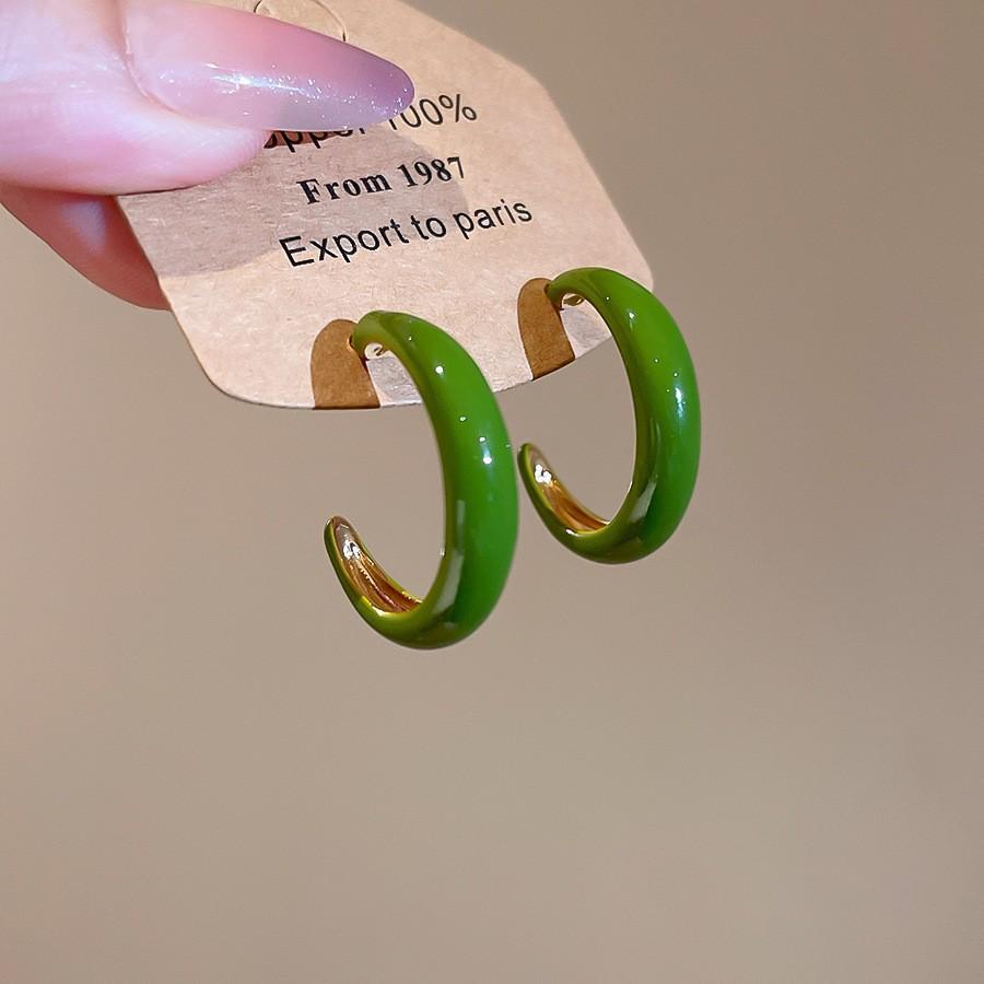 Silver Needle Green Butterfly Flower Pearl Stud Earrings Small Fresh High-end Earrings Earrings Women